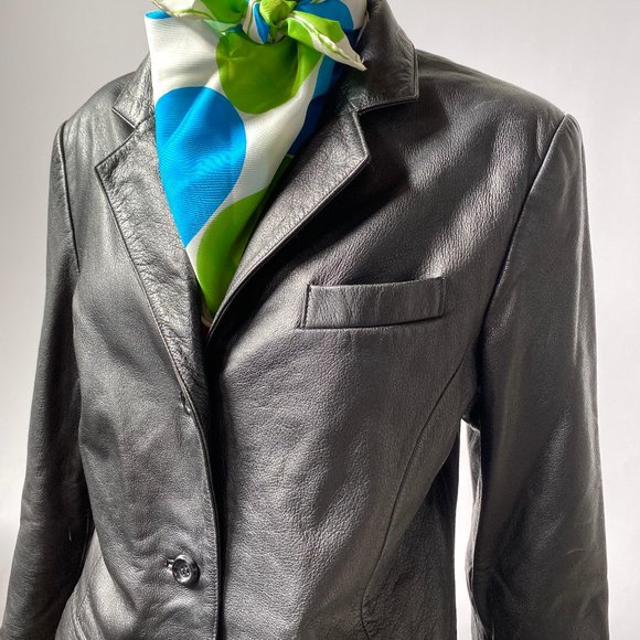Black Genuine Leather Jacket by Ferrar - sz Med - Picture 10 of 16